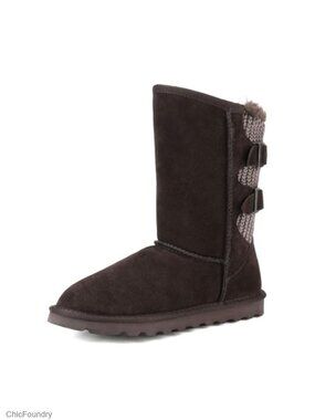 Mid Calf Winter Snow Boots Faux Fur Lined Buckle Suede
